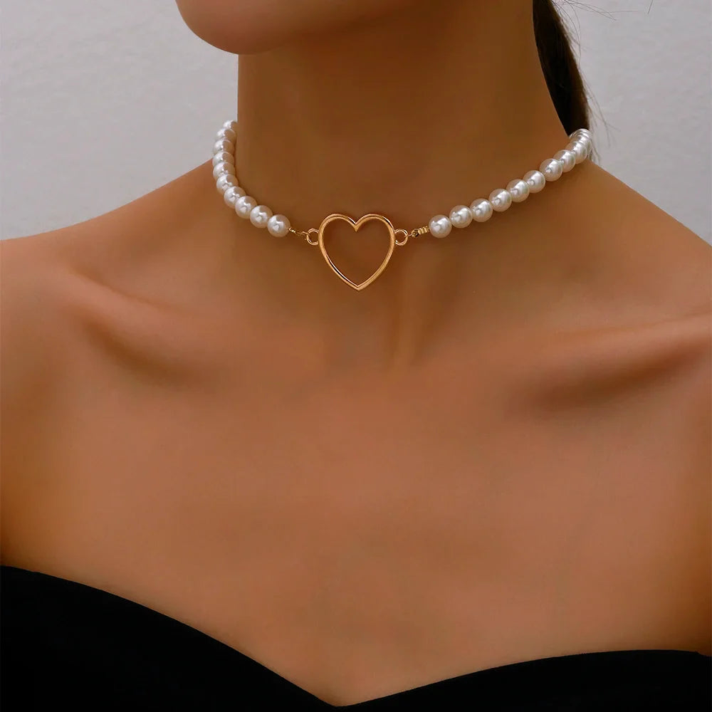 Elegant Jewelry Wedding Big Pearl Necklace For Women Fashion Imitation Pearl Green Rose Color Stone Choker Necklace-Dollar Bargains Online Shopping Australia