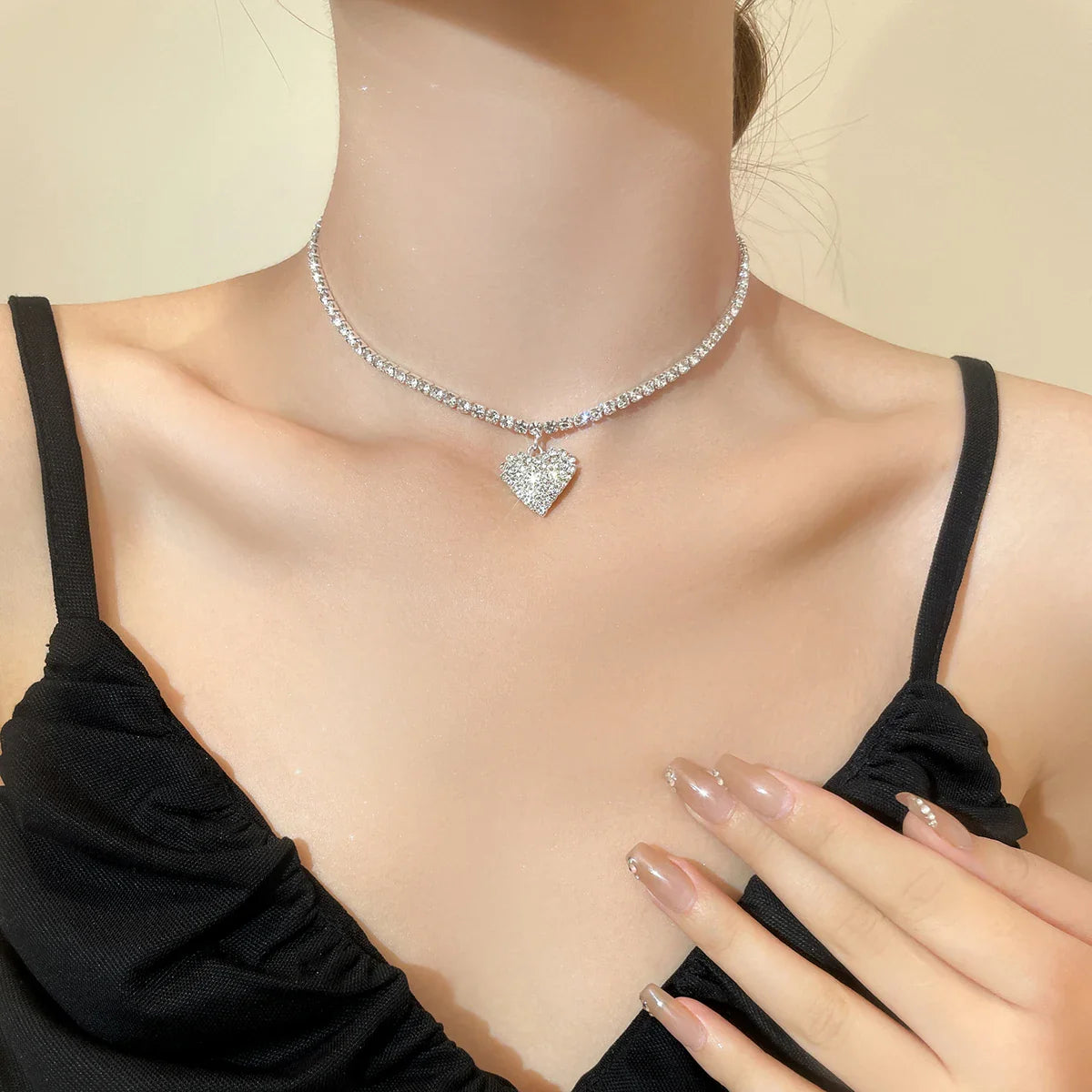Sparkling Silver Color Crystal Collar Chain Choker Necklace Bridal Women Wedding Party Diamante Rhinestone Choker Jewelry Gifts-Dollar Bargains Online Shopping Australia