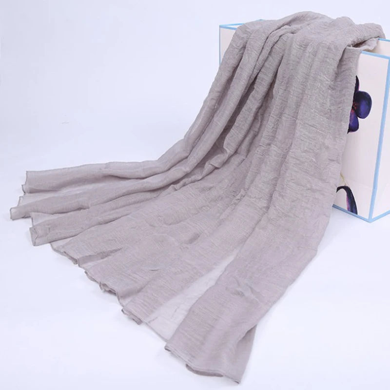 Women Cotton Linen Scarf Shawl Hijab Muslim Long Headscarf Scarves Head Wraps Solid Scarves Female Plain Head Scarf 180*55cm