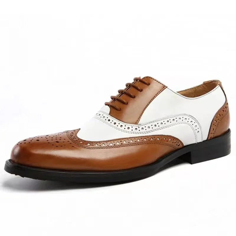 Retro Colored Men Block Carved Casual Shoes Male Business Dress