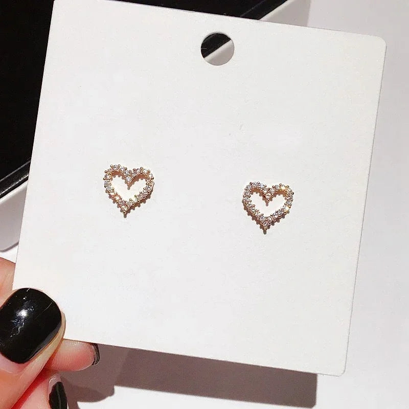 Silver Color Heart Bling Zircon Stone Stud Earrings Women Jewelry-Dollar Bargains Online Shopping Australia