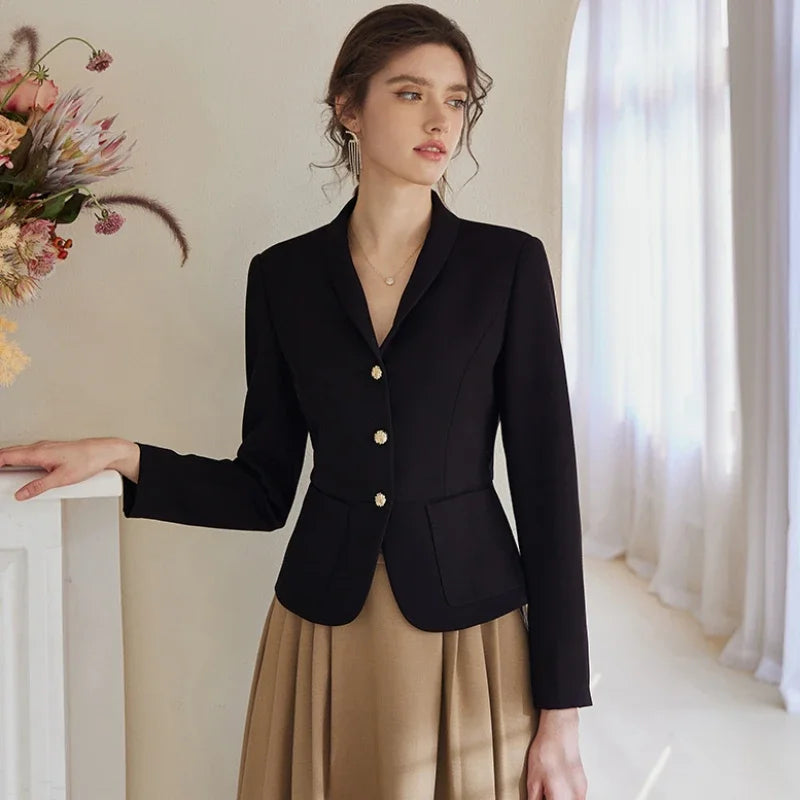 Jacket Blazer Woman Crop Clothes Slim Outerwears Short Solid Coats for Women-Dollar Bargains Online Shopping Australia