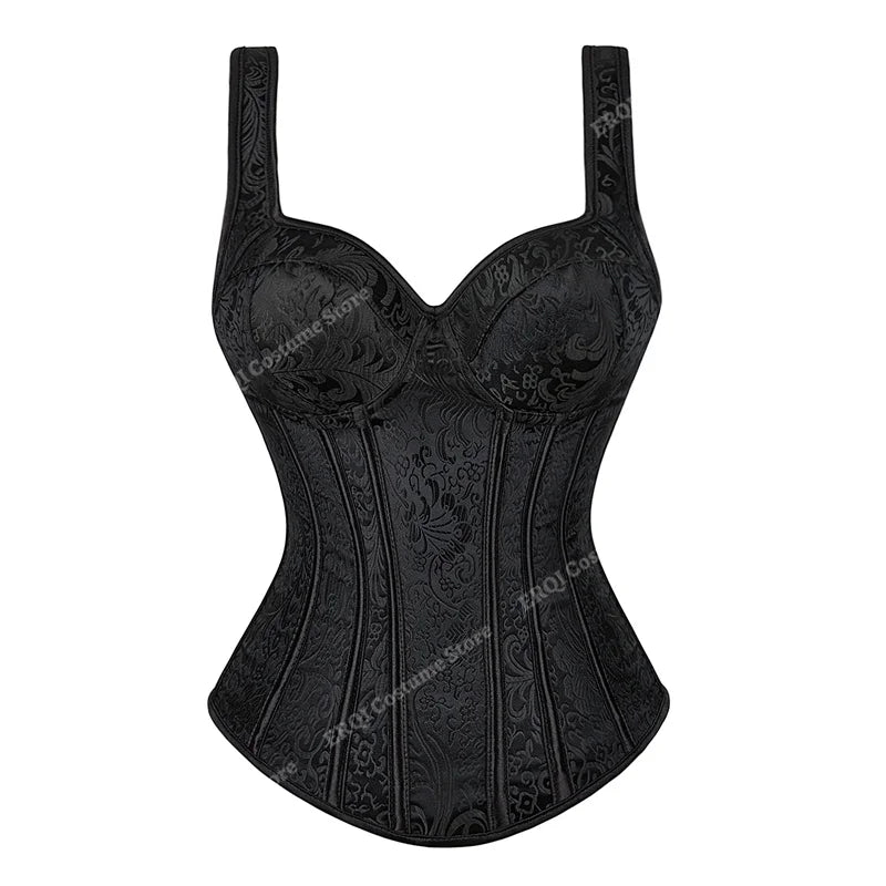 Steampunk Corset with Cup Lingerie Zipper Side Straps Overbust Corset Waist Trainer Bustier Plus Size-Dollar Bargains Online Shopping Australia
