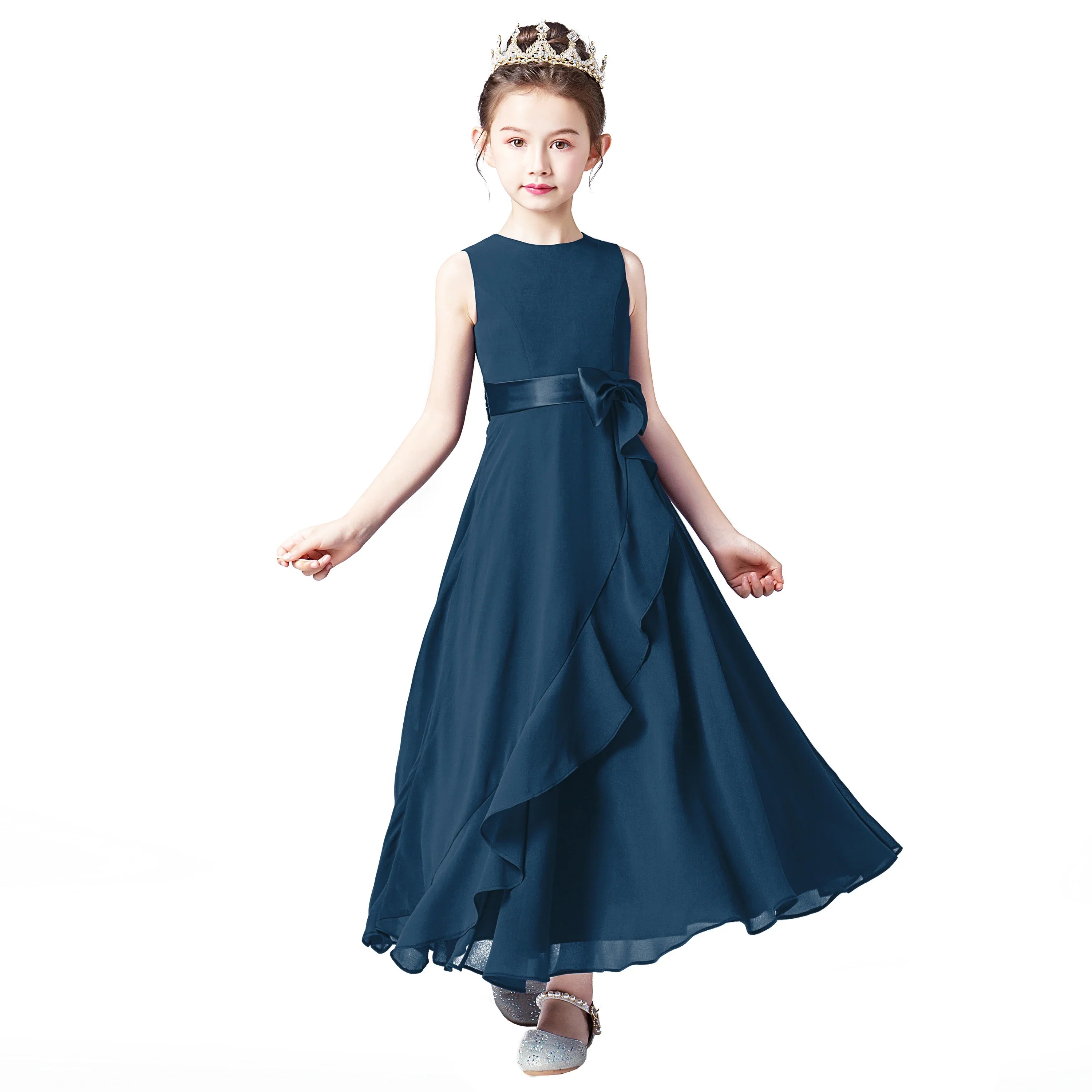 Chiffon Junior Bridesmaid For Teens Ankle-Length Flower Girl Dresses For Wedding Party Kids First Communion Gowns-Dollar Bargains Online Shopping Australia
