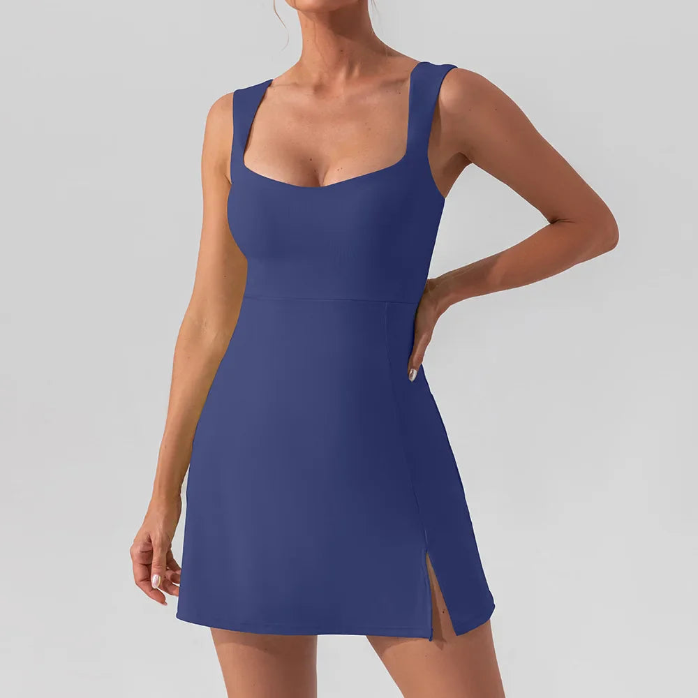 Women New Solid Sleeveless Tennis Dress Racerback Golf Dress Outfit Sportswear Dresses-Dollar Bargains Online Shopping Australia