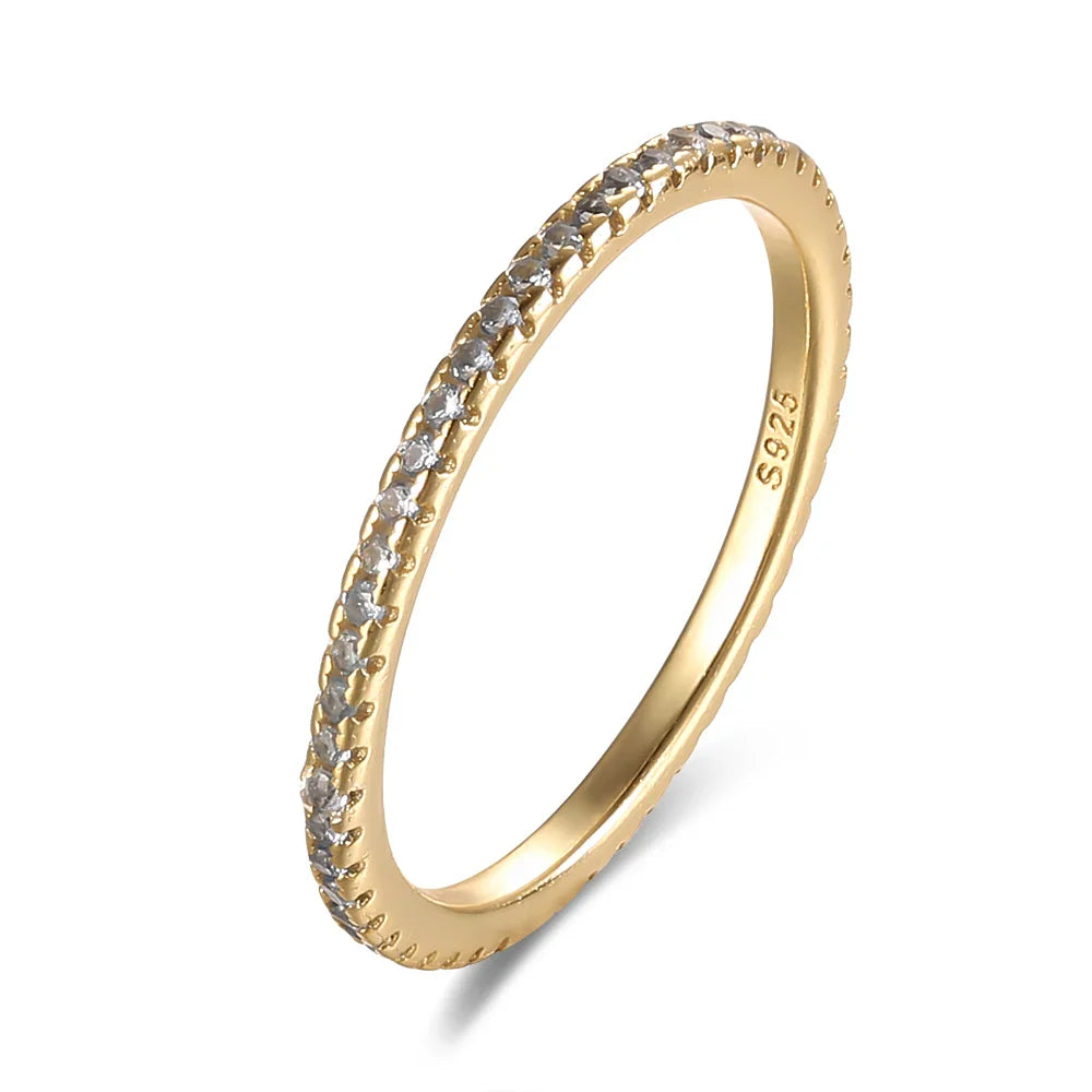 Real 925 Sterling Silver Colorful CZ Rings Stack-able Personalized Gold Color Platinum Plated for Women Fine-Dollar Bargains Online Shopping Australia