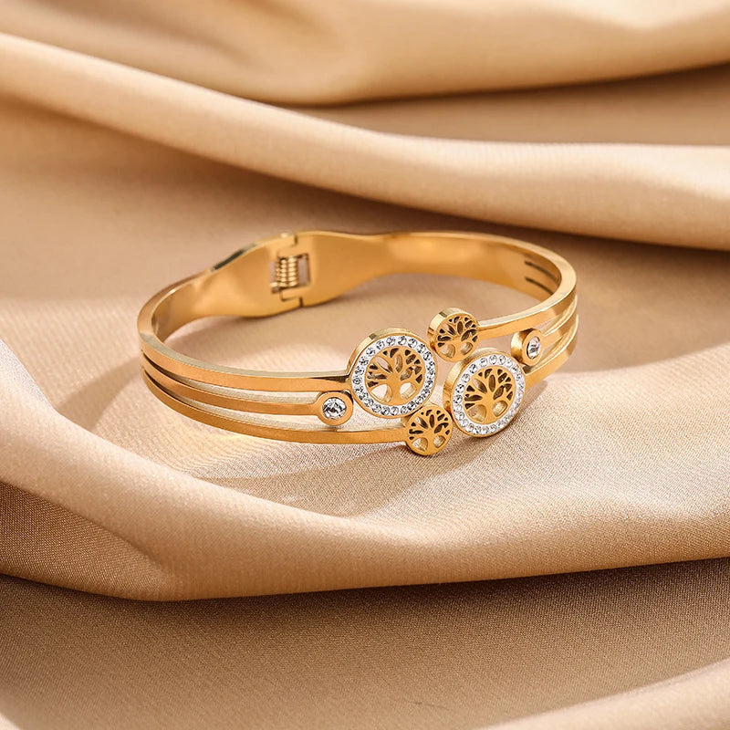 Stainless Steel Bangle Tree Of Life Wristband Two Colors-Dollar Bargains Online Shopping Australia