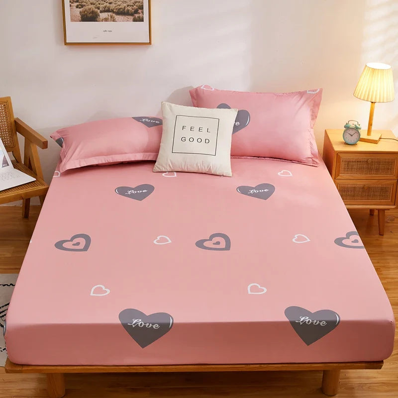 Cartoon Bear Bedding Fitted Sheet Only(no pillowcase) Elastic Band Around Mattress Cover King Size Bed Cover