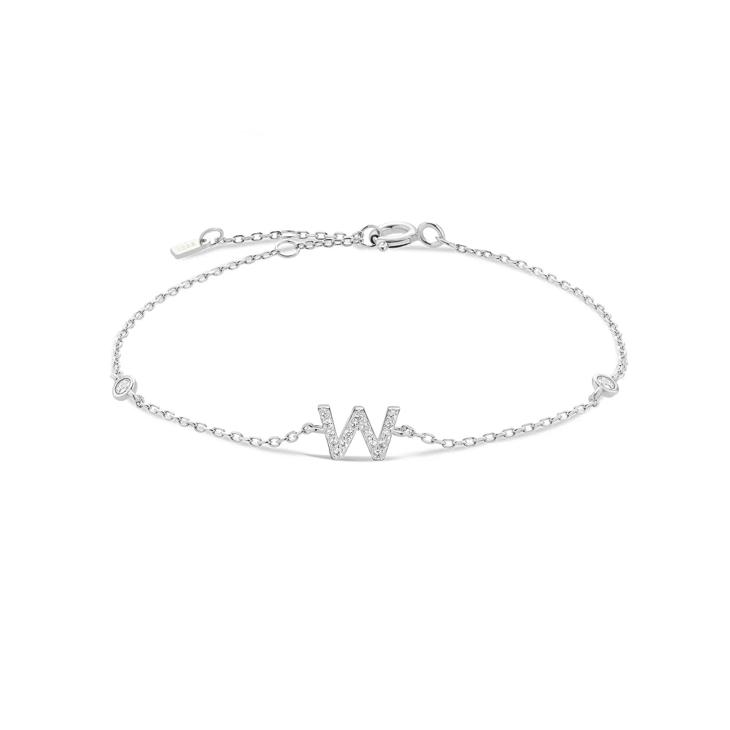 Silver Monogram Letter Initial Charm Chain Bracelet Luxury Wedding Crystal Fine Jewelry-Dollar Bargains Online Shopping Australia