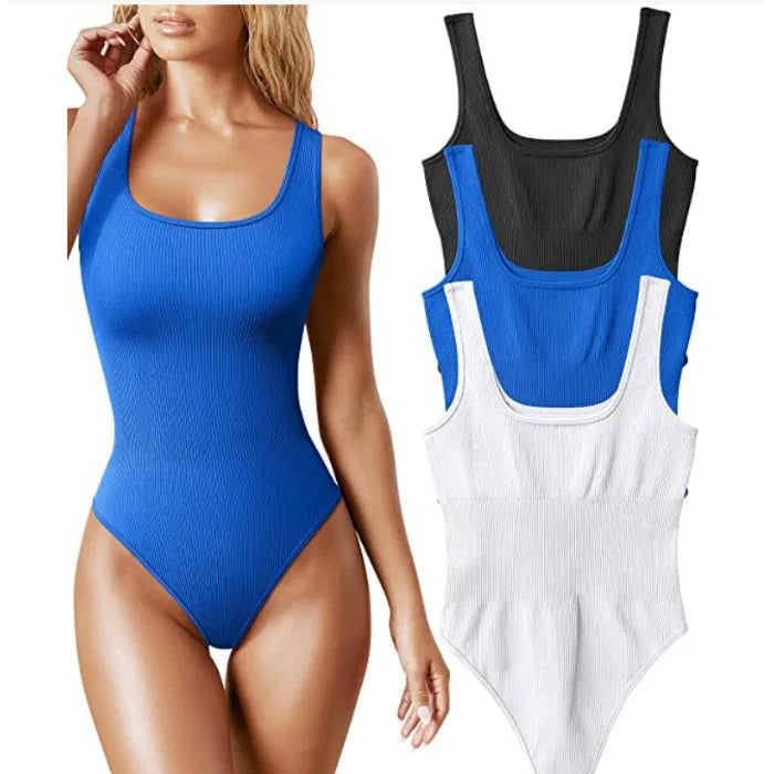 Sleeveless Bodysuits for Women Summer Basic Ribbed Sexy Crew Neck Racerback Tank Tops Body Suit Going Out-Dollar Bargains Online Shopping Australia