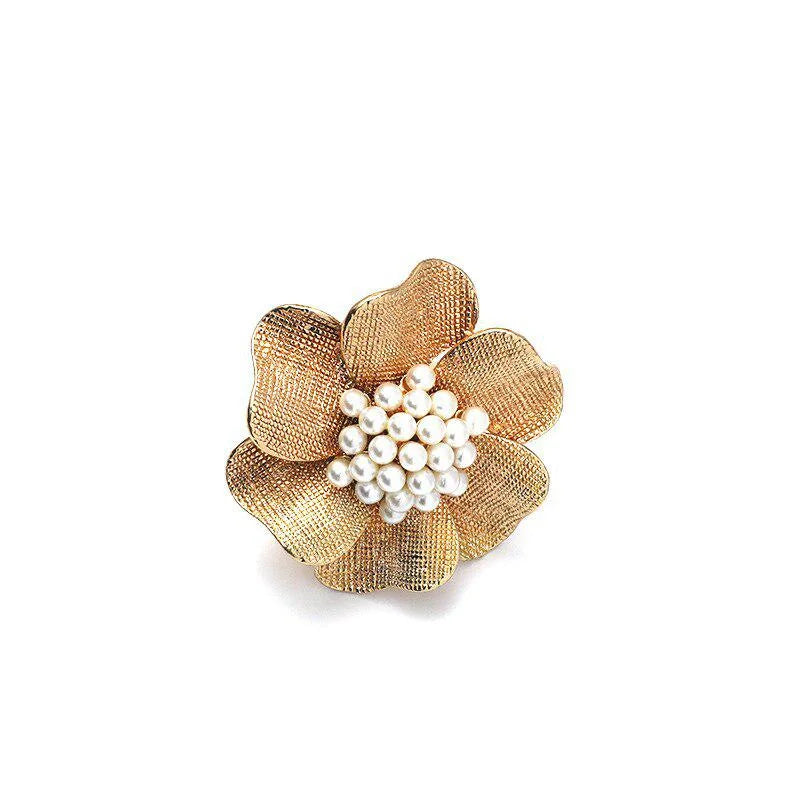 Pearl Flower Rings for Women Retro Simple Adjustable Opening Finger Ring Party Trendy Jewelry Accessories Gifts-Dollar Bargains Online Shopping Australia