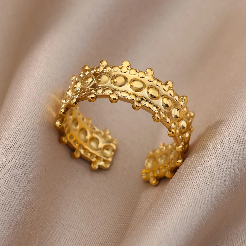 Irregular Hollow Opening Rings For Women Stainless Steel Gold Color Geometric Ring Fashion Simple Party Christmas Jewelry Gift-Dollar Bargains Online Shopping Australia