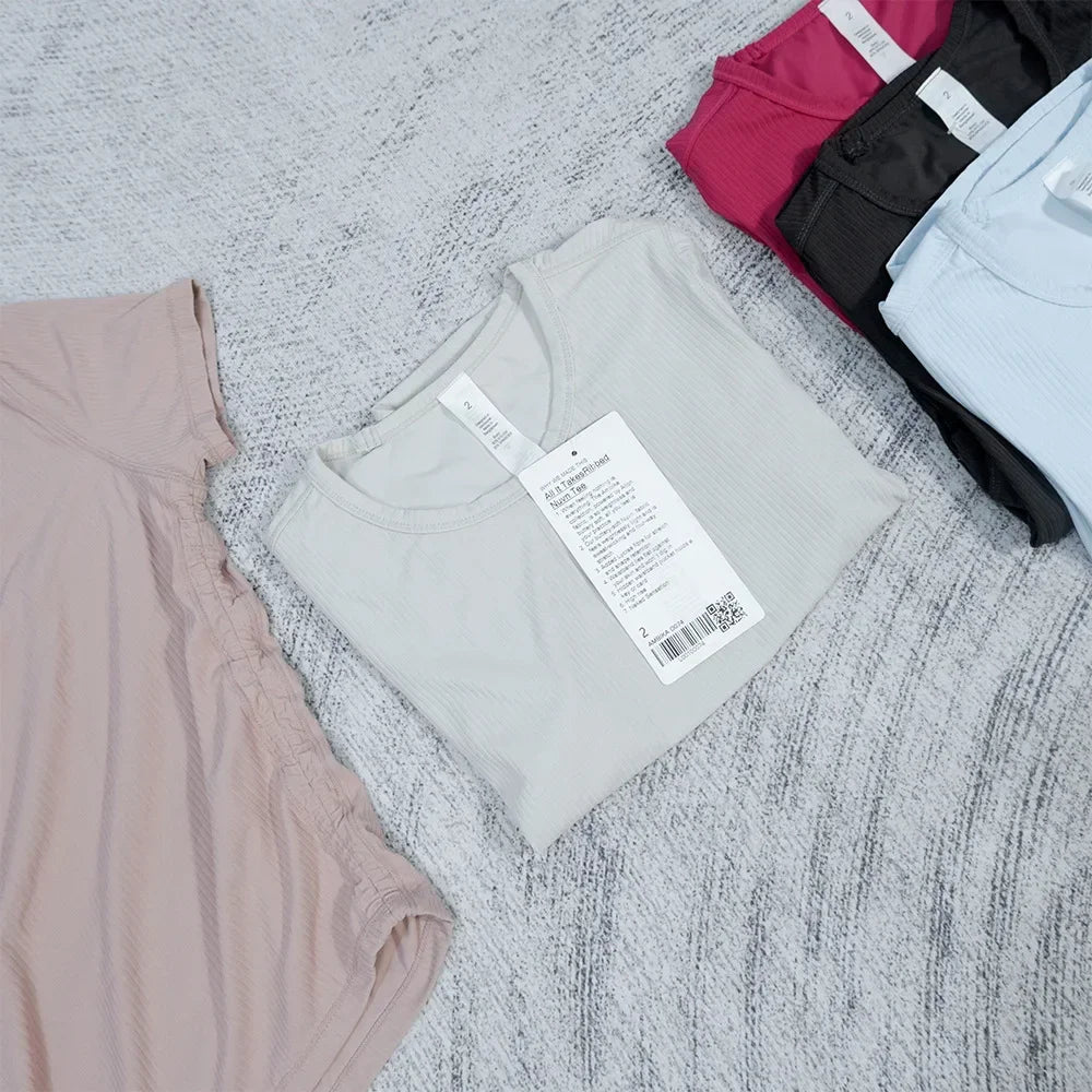 Women's High Elastic Breathable Quick-Drying Tight Short Sleeve Top Yoga Fitness Sports T-shirt