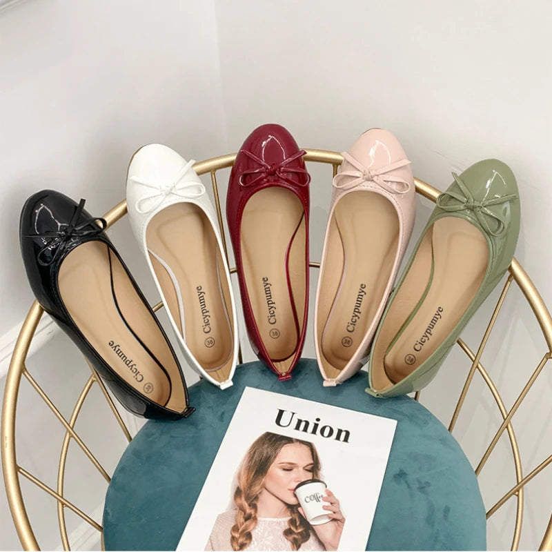 Flat Shoes Women Ballerinas Round Toe Bowtie Slip on Ballet Flats Lazy Loafers Moccasins Ladies Casual Flats Shoes