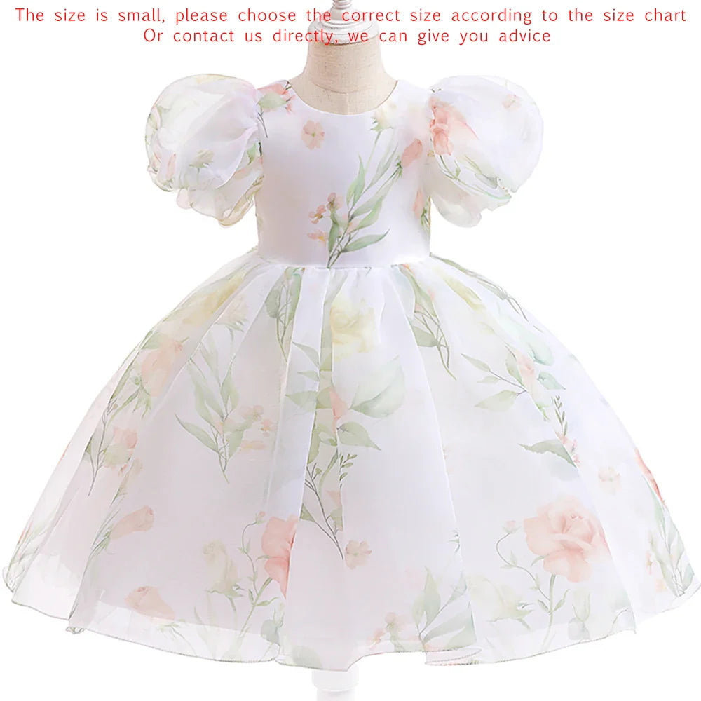 Girl Princess Dress Tulle Puff Sleeve Wedding Party Kids Dresses for Girls Birthday Child Clothes Bridemaids Gown-Dollar Bargains Online Shopping Australia