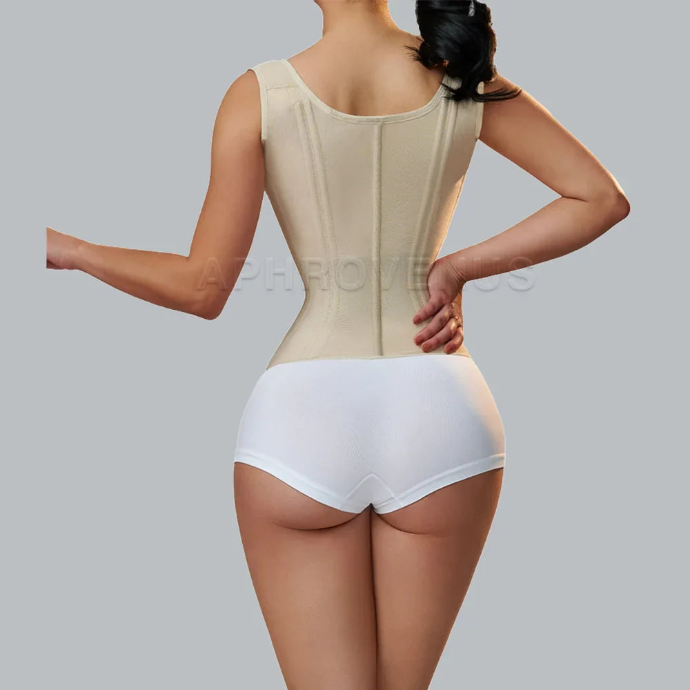 Women Double Compression Waist Trainer Corset with Bone Adjustable Zipper and Hook-eyes Flat Belly Body Shaper-Dollar Bargains Online Shopping Australia