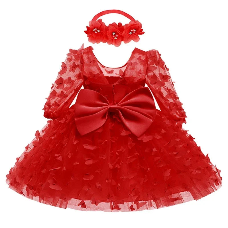 Newborn Dress Flowers Mesh Fashion Party Little Princess Baby Dress Christmas Birthday Gift Kids Clothes-Dollar Bargains Online Shopping Australia
