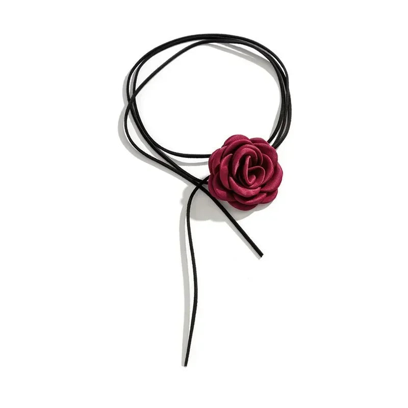 Rose Flower Clavicle Chain Necklace for Women 4 Colors Gothic Ladies Korean Fashion Adjustable Sexy Rope Choker Y2K Accessories-Dollar Bargains Online Shopping Australia