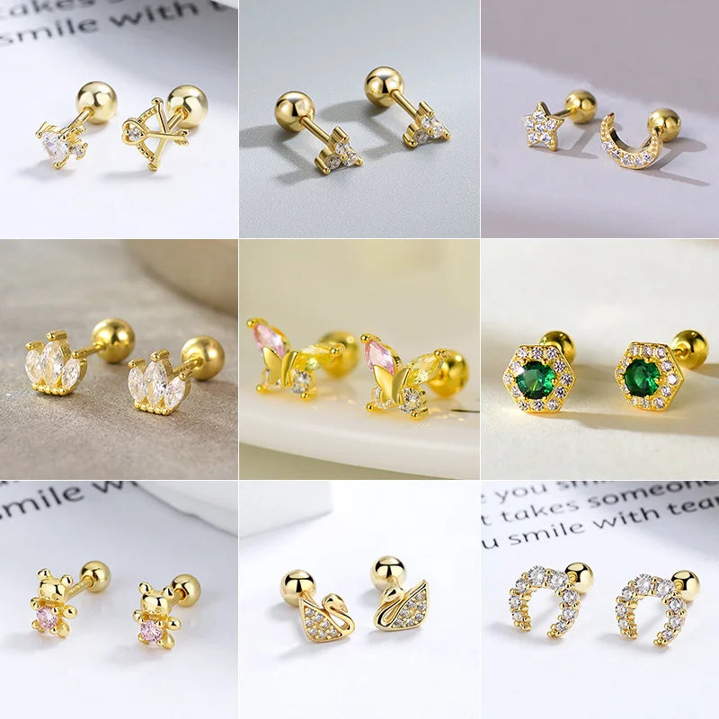 Fashion Gold Color Butterfly Tragus Piercings for The Ear Helix Stud Earrings for Women Tibetan Charm Ear Bone Piercing Jewelry-Dollar Bargains Online Shopping Australia