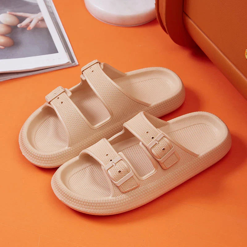 Thick Platform Cloud Slippers Women Fashion Buckle Soft Sole Pillow Slides Sandals Woman Beach Non-Slip Flip Flops-Dollar Bargains Online Shopping Australia