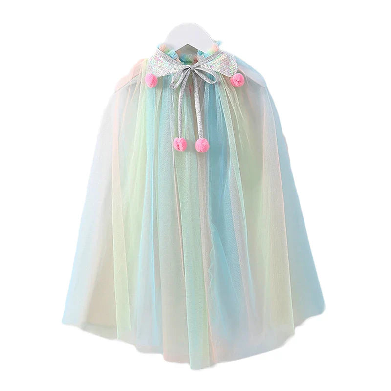 Christmas Halloween Girls Cloak Outerwear One Size Sequins Shawl Kids Coat for Birthday Party Beach Rainbow Princess Costume-Dollar Bargains Online Shopping Australia