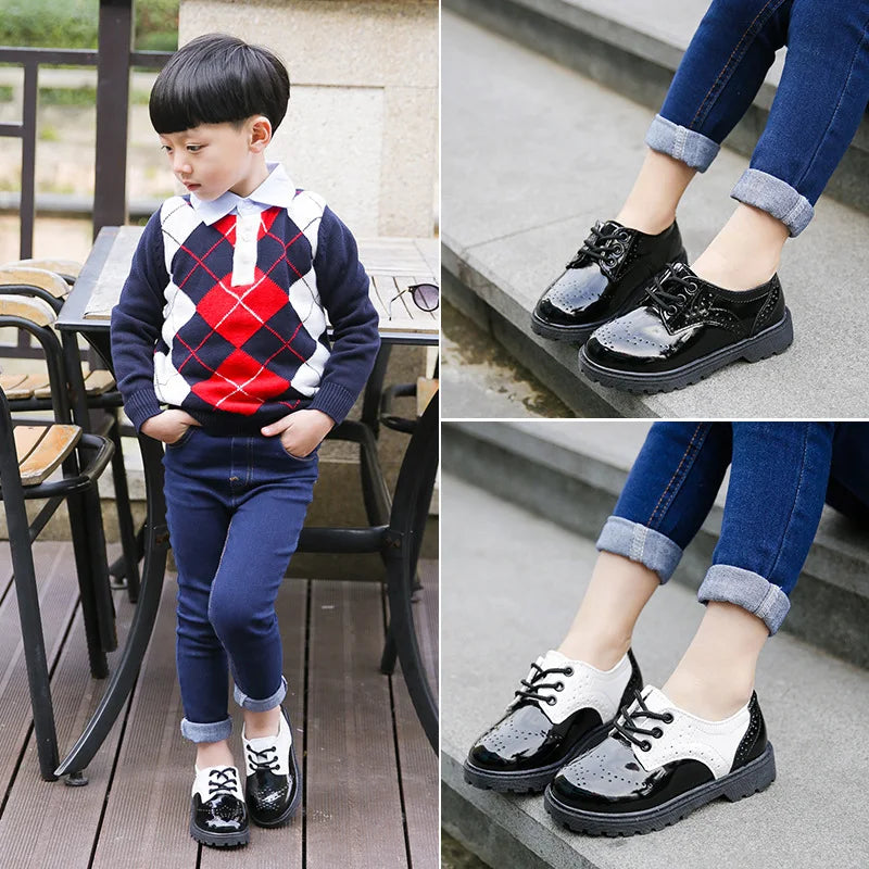 Kids Shoes For Boys Girls British Style Children's Casual Sneakers PU Leather Fashion Shoes Hot