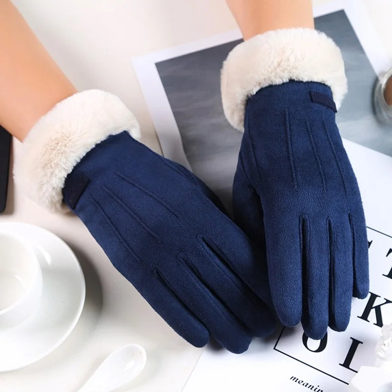 Women Winter Gloves Warm Screen Women's Gloves Full Finger Mittens Glove Driving Windproof