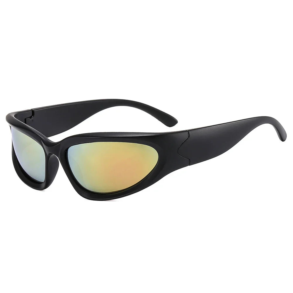 Fashion Wrap Around Cyber Y2K Sunglasses Women Silver Oval Shades Sports Cycling Sun Glasses Aesthetic Eyewear for Men Outdoor-Dollar Bargains Online Shopping Australia