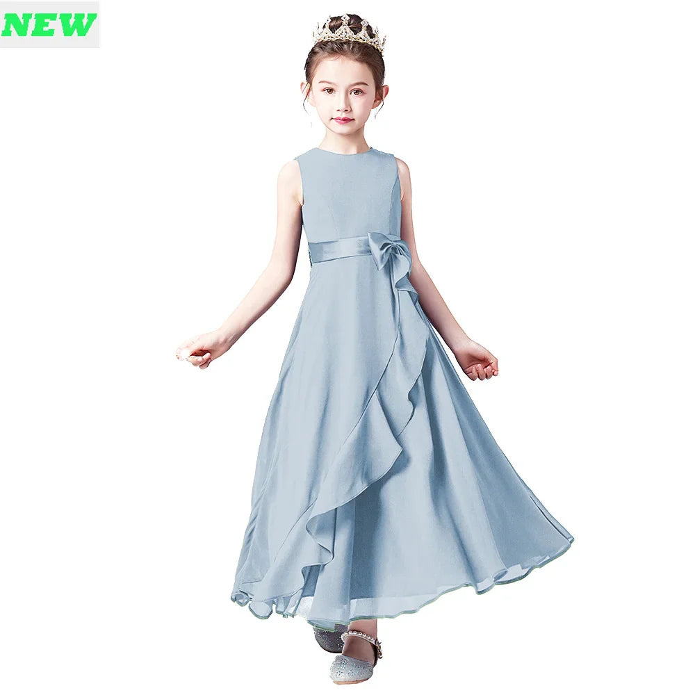 Chiffon Junior Bridesmaid For Teens Ankle-Length Flower Girl Dresses For Wedding Party Kids First Communion Gowns-Dollar Bargains Online Shopping Australia