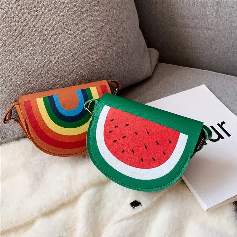 PU Leather Children's Small Shoulder Bags Lovely Cartoon Baby Girls Coin Purse Handbags Princess Accessories Crossbody Bag