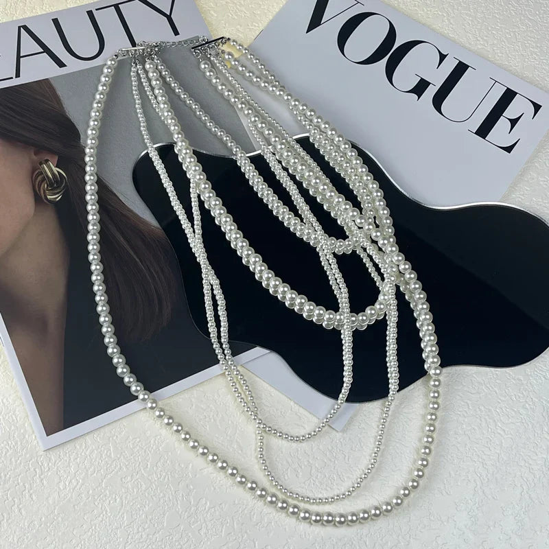 Pearl Multi-layered Women's Necklace Exaggerated Fashion High Street Club Party Banquet Necklace For Women Jewelry-Dollar Bargains Online Shopping Australia