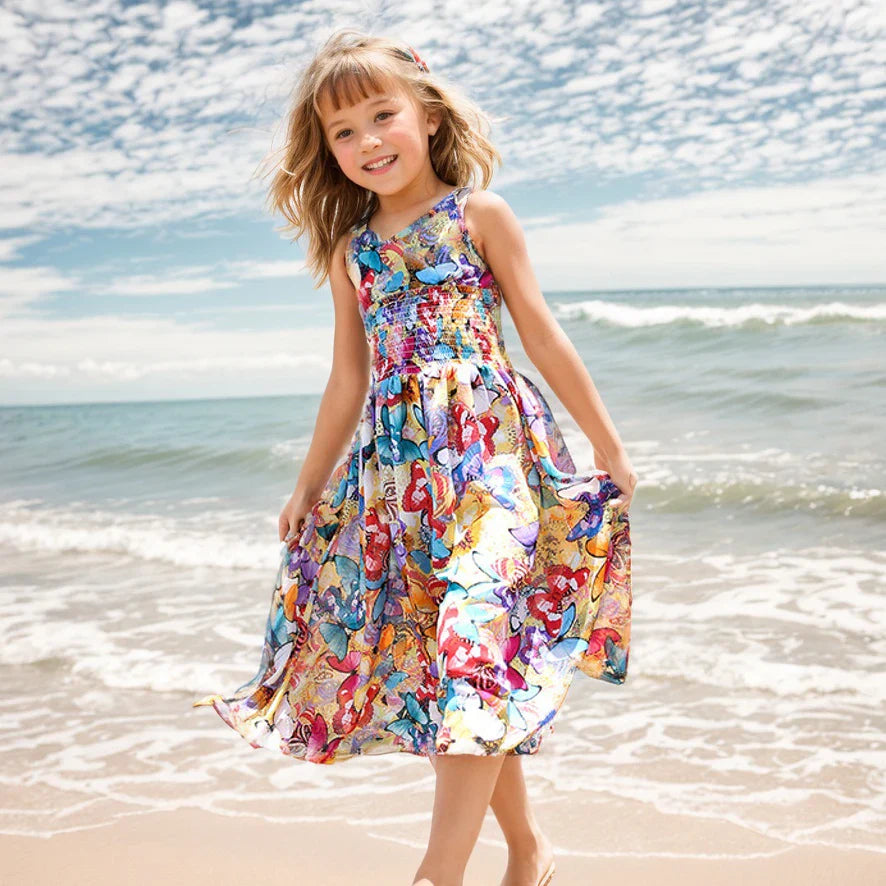 Girls Flower Bohemian Summer Dress Child Kids Girl Beach Dresses Chiffon Dresses Floral-Dollar Bargains Online Shopping Australia