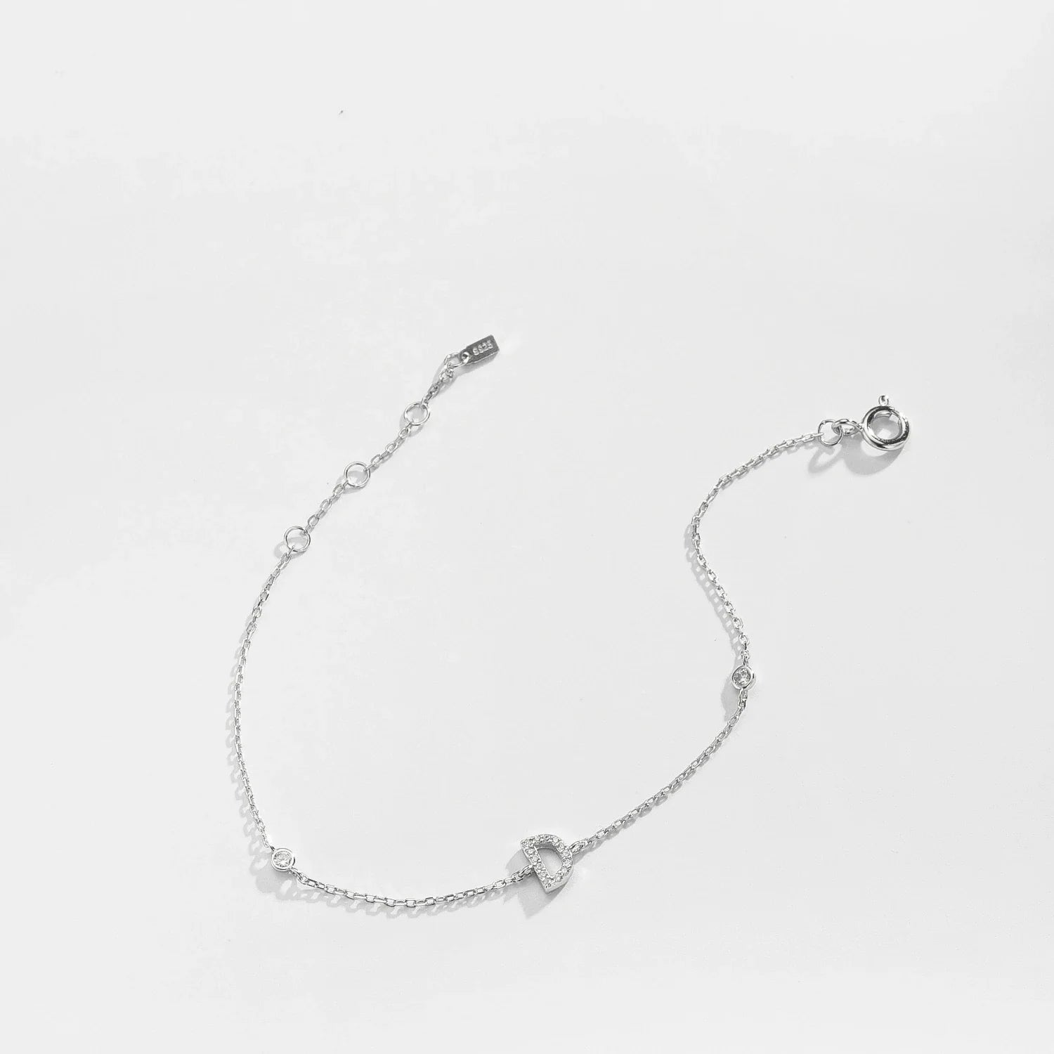 Silver Monogram Letter Initial Charm Chain Bracelet Luxury Wedding Crystal Fine Jewelry-Dollar Bargains Online Shopping Australia