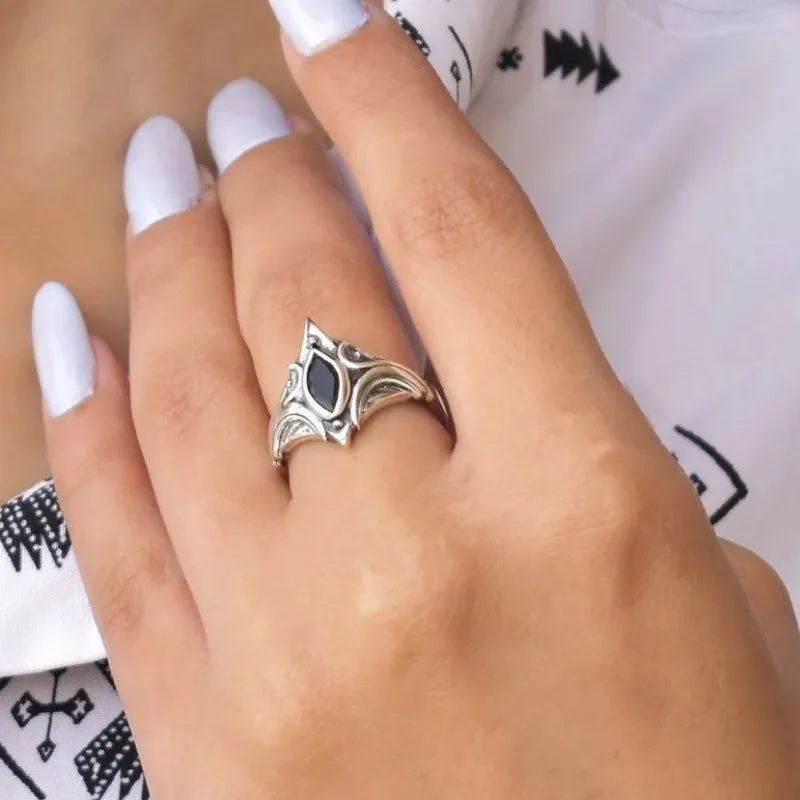 Fashion Punk Jewelry God's Eye Black Gem Ring Women's Vintage Bohemian Ring Y2K Fashion Women's Wedding Party Holiday Gift-Dollar Bargains Online Shopping Australia