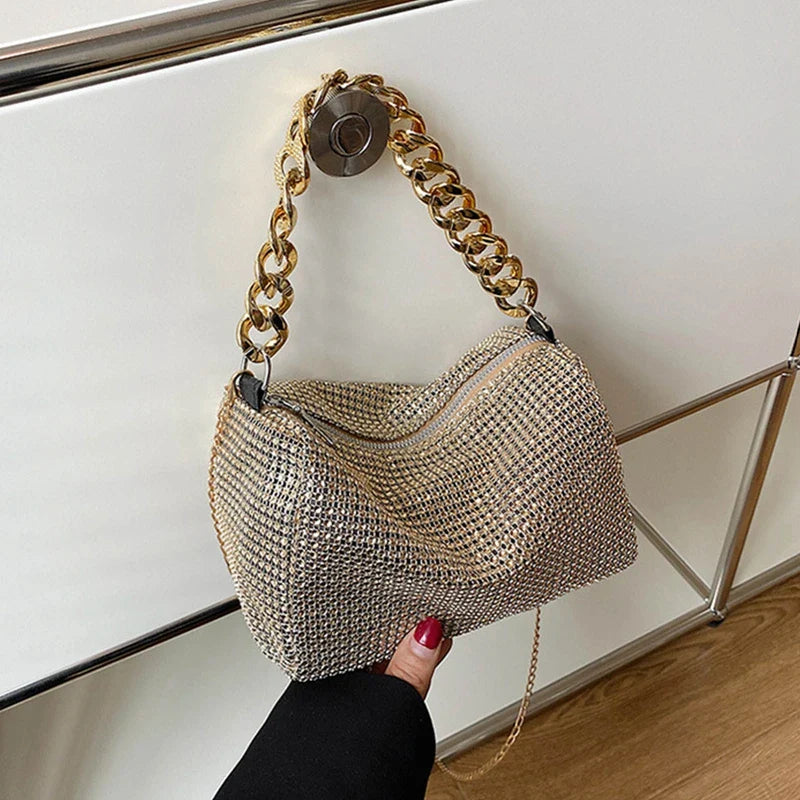 Full Rhinestone Shoulder Bags Bling Diamond Crossbody Bag Women Wedding Party Handbags Fashion Shoulder Purses New Chains Bags-Dollar Bargains Online Shopping Australia