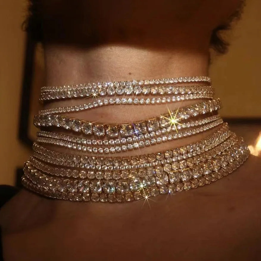 Luxury Multilayers Crystal Chokers Necklaces for Women Rhinestone Chains Necklaces Statements Jewelry-Dollar Bargains Online Shopping Australia