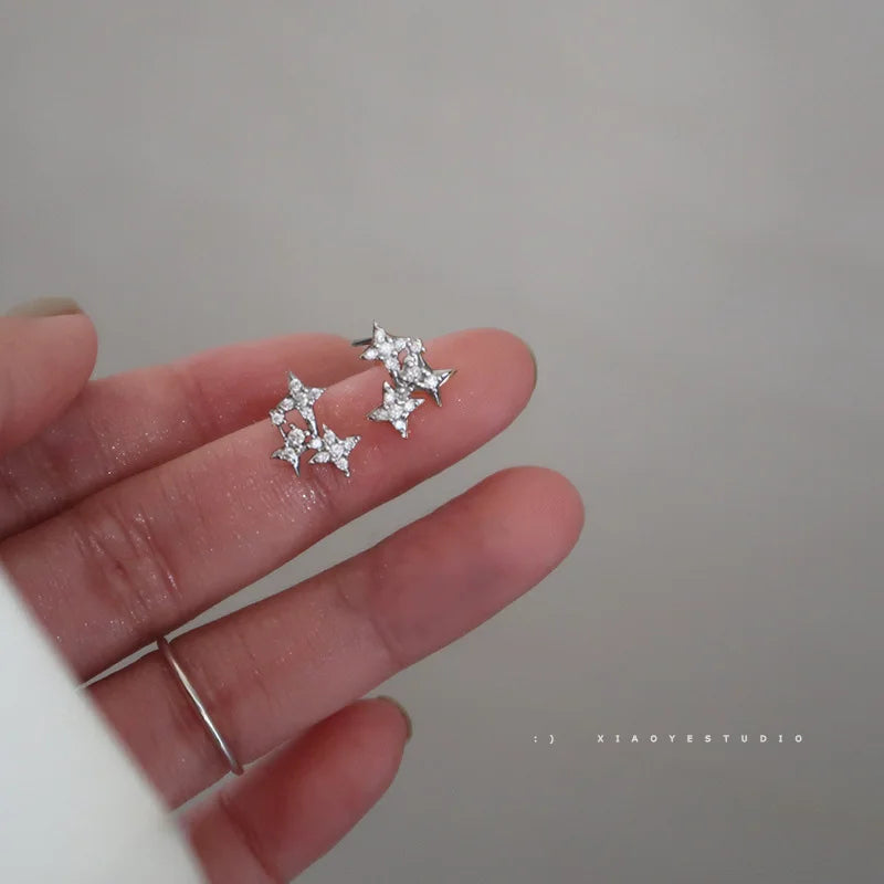 Planet Earrings Silver Color Piercing for Women Moon Star Crystal Zircon Ear Stud Earrings Tragus Cartilage Body Jewelry-Dollar Bargains Online Shopping Australia