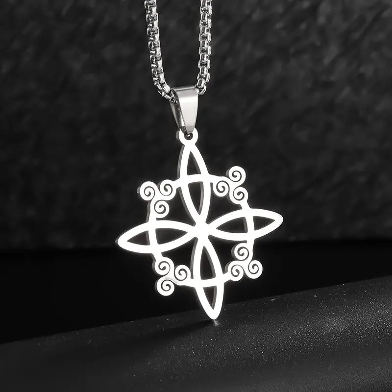Witch Knot Necklace Stainless Steel Magic Knot Pagan Witchcraft Symbols Pendant Celtic Knot Necklace Jewelry Gifts for Women-Dollar Bargains Online Shopping Australia
