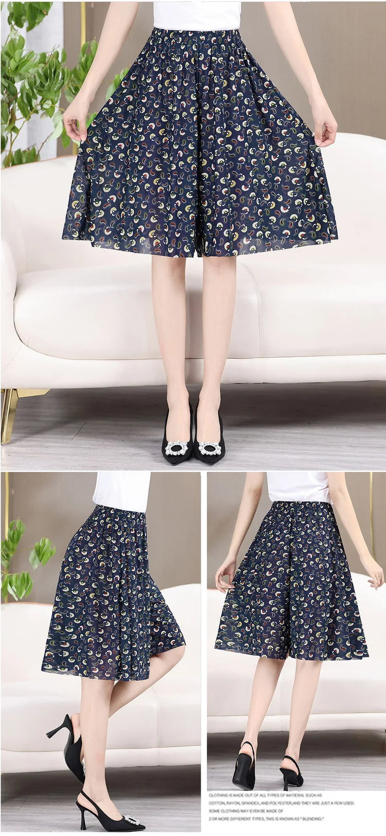 Women's Pant Skirt Flower Print Women's Short Skirt Classic Home Leisure Breathable-Dollar Bargains Online Shopping Australia