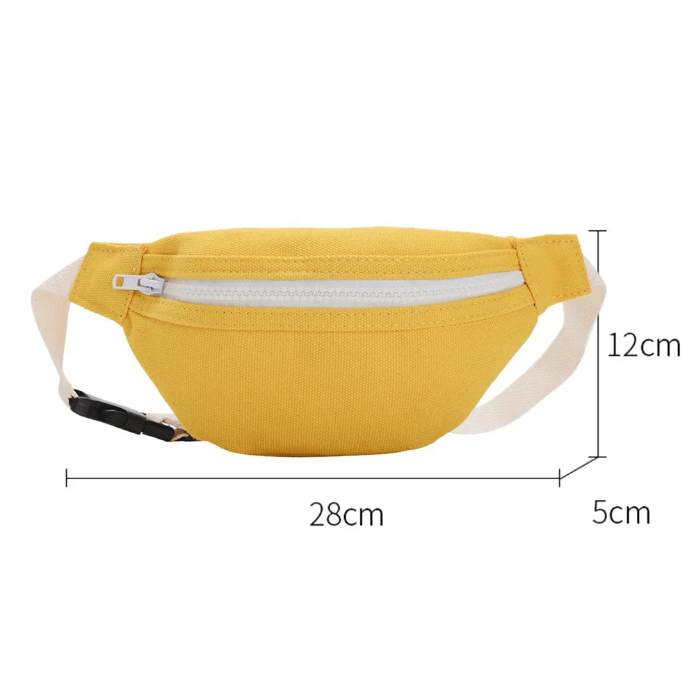 Kids Canvas Fanny Packs Fashion Solid Chest Bag Children Bum Belt Bags Girls Waist Bags Casual Crossbody Bags Shoulder Bags