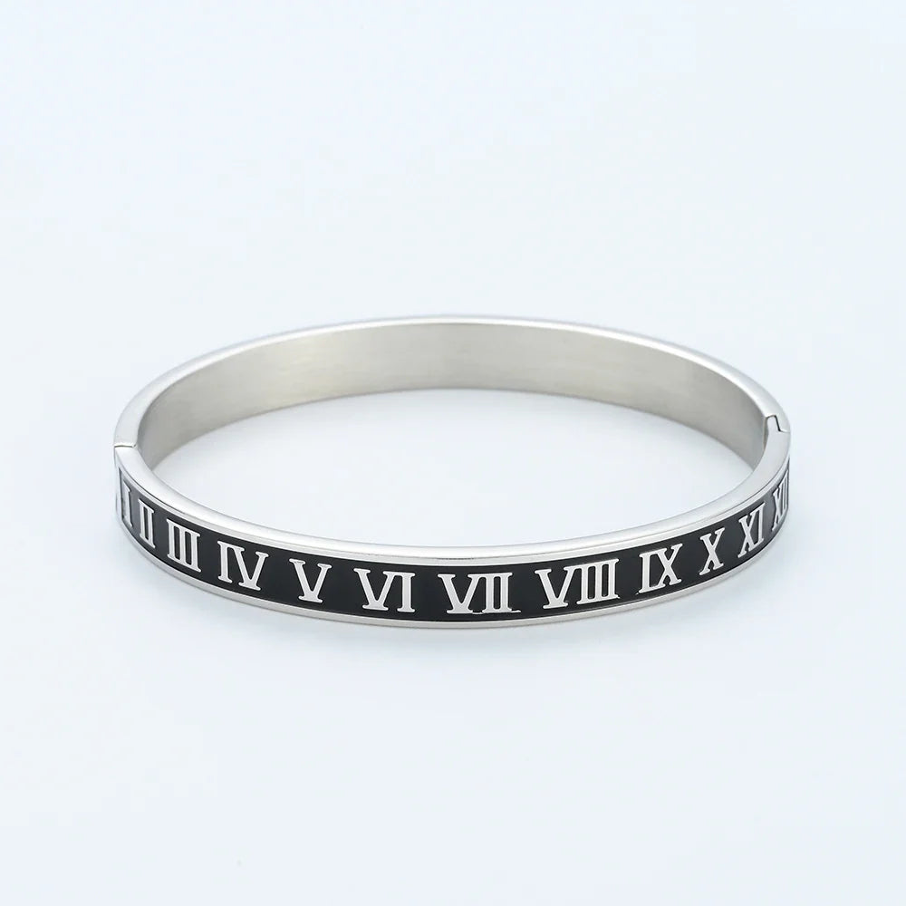 Luxury Stainless Steel Roman Numeral Man Bracelet Women Hand Bangle Jewelry Couple Gifts-Dollar Bargains Online Shopping Australia