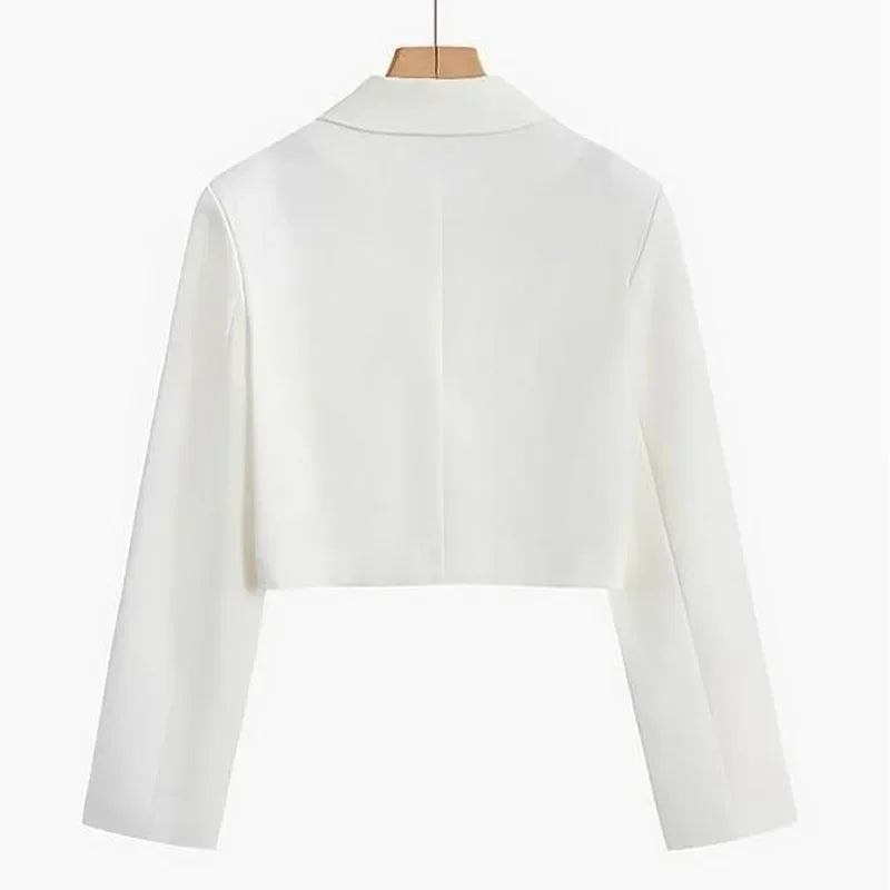 Women's Blazers Casual Chic Short Suit Jacket Female Long Sleeve Solid Autumn Winter Elegant Office Lady Tops