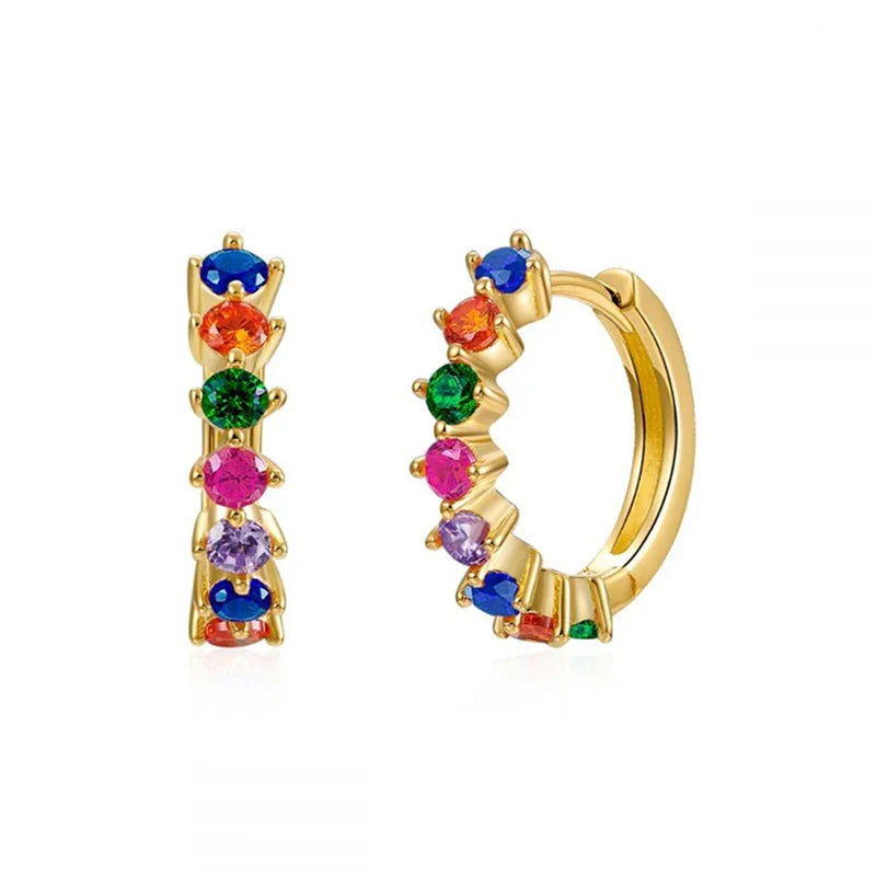 Gold Filled Stud Earrings Set For Women Ear Cuffs Colorful Zircon Dangle Hoop Earrings Fashion Party Jewelry-Dollar Bargains Online Shopping Australia