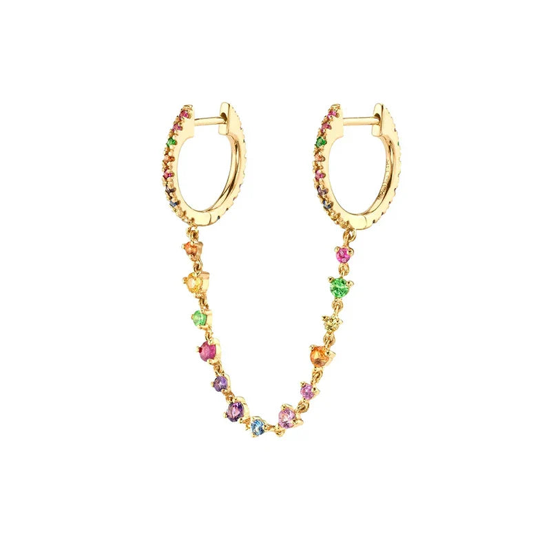 Gold Filled Stud Earrings Set For Women Ear Cuffs Colorful Zircon Dangle Hoop Earrings Fashion Party Jewelry-Dollar Bargains Online Shopping Australia