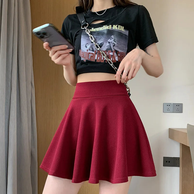 Summer Women's Skirts Fashion Sexy Mini Elastic Pleated Sun Skirts For School Girl Uniform Korean Black High Waist Tennis Skirts-Dollar Bargains Online Shopping Australia