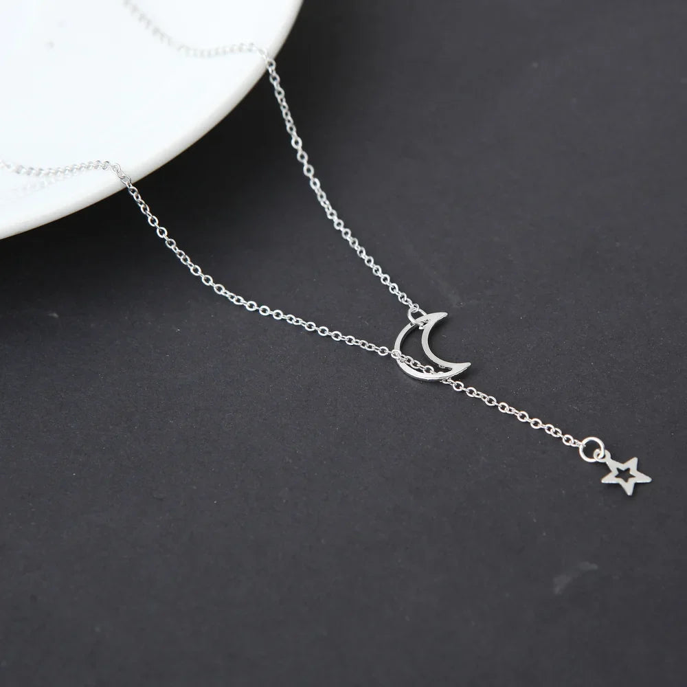 Colorful Moon Star Lightning Pendant Necklaces For Women Girls Enamel Fashion Party Daily Jewelry Trendy Clavicle Chain Necklace-Dollar Bargains Online Shopping Australia