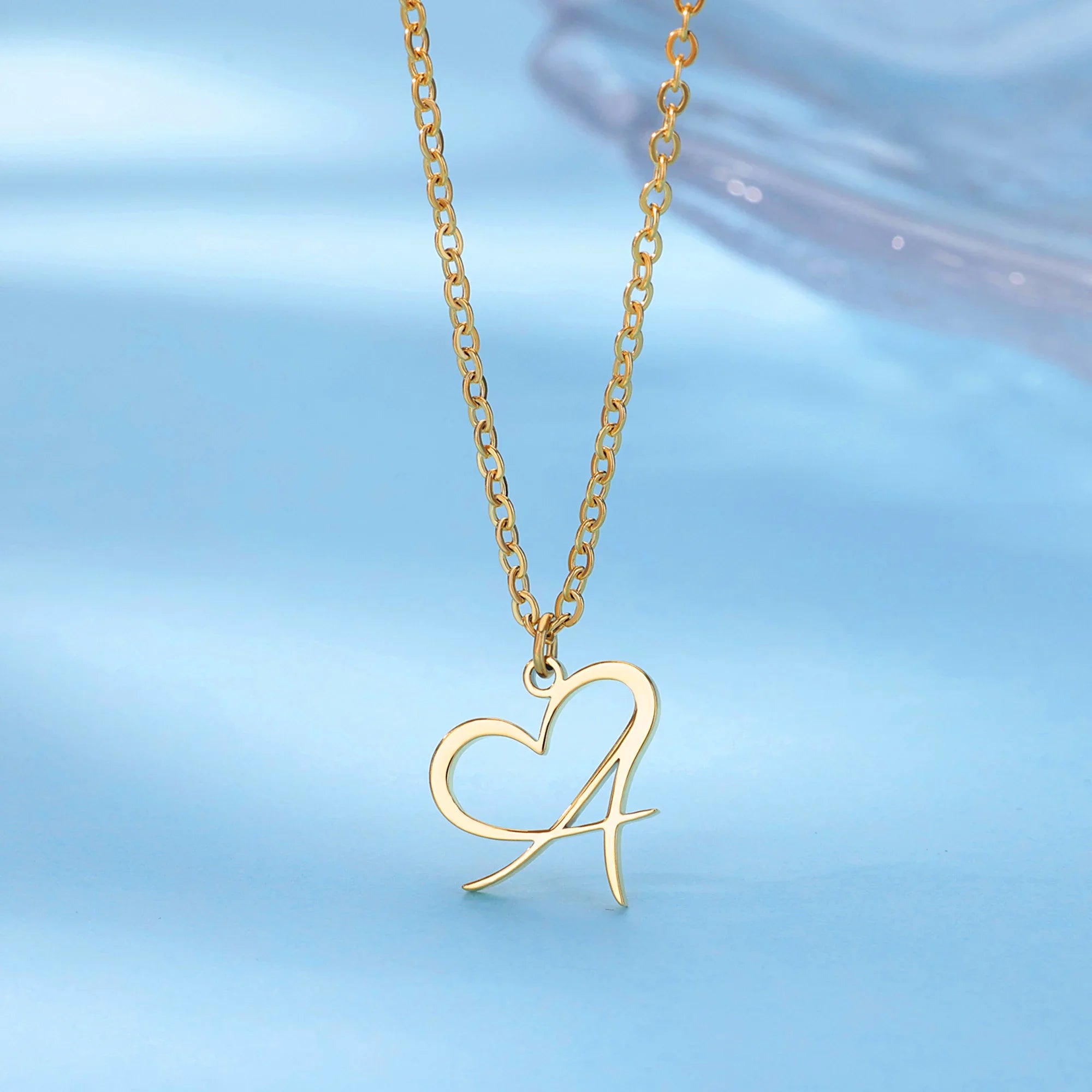 Heart Initial Letter Necklace for Women Gold Color Stainless Steel Necklace Jewelry Wedding Birthday-Dollar Bargains Online Shopping Australia