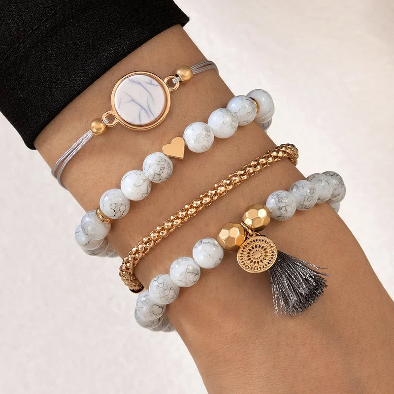 Tocona Boho Love Moon Bracelets for Women Charms Bead Gold Color Star Clear Crystal Stone Letter Rope-Dollar Bargains Online Shopping Australia
