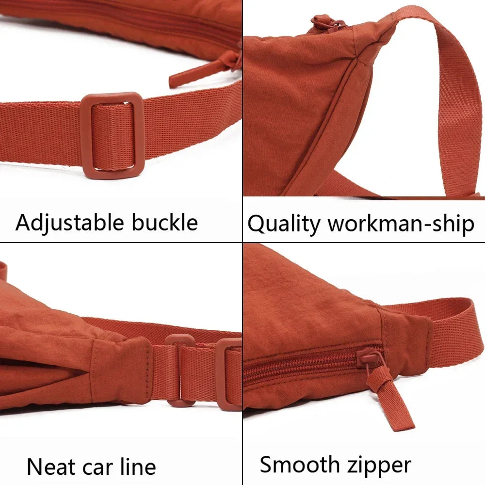 Nylon Hobos Chest Shoulder Bag Large Capacity Travel Crossbody Half Moon Belt Messenger for Women Bags