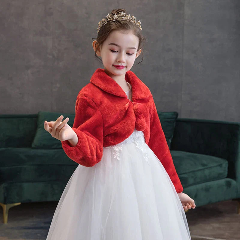 Girls Plush Jacket Keep Warm Little Princess Cloak Long Sleeve Shawl Christmas Birthday Party New Kids Clothes-Dollar Bargains Online Shopping Australia